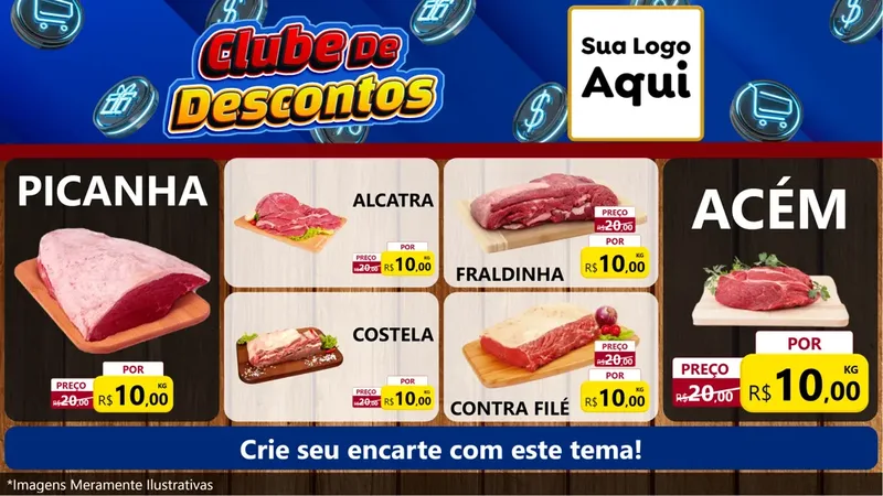 Modelo de TV para TV Horizontal com o tema Clube de Descontos para Açougue