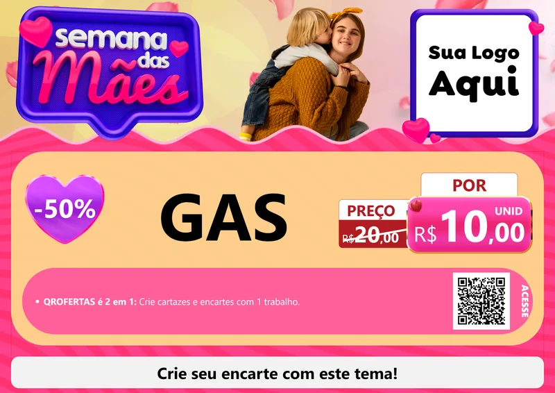 Modelo de Cartaz para Cartaz A4 Horizontal com o tema Semana das Mães para Água e gás