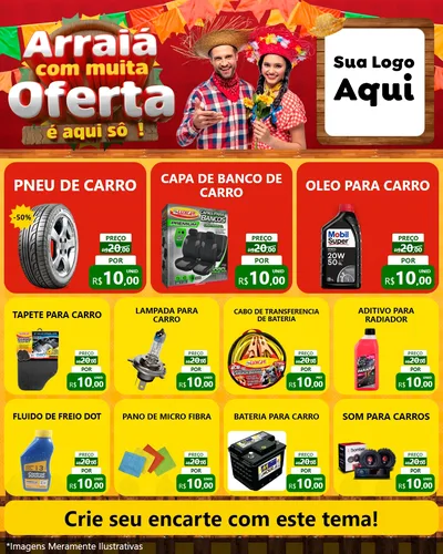 Modelo de Rede Social para Feed Instagram com o tema Arraiá Com Muita Oferta - É Aqui Sô! para Auto peças