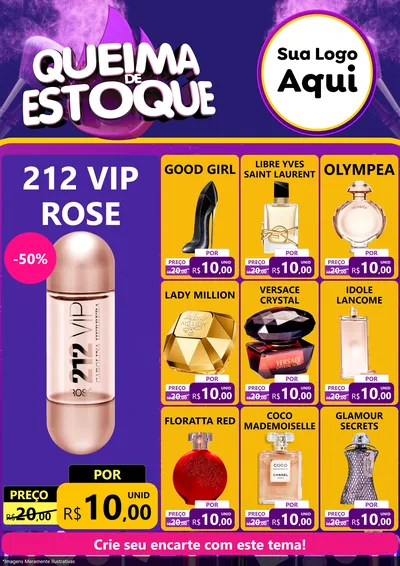 Modelo de Encarte para Encarte A4 Vertical com o tema Queima de Estoque para Perfumes