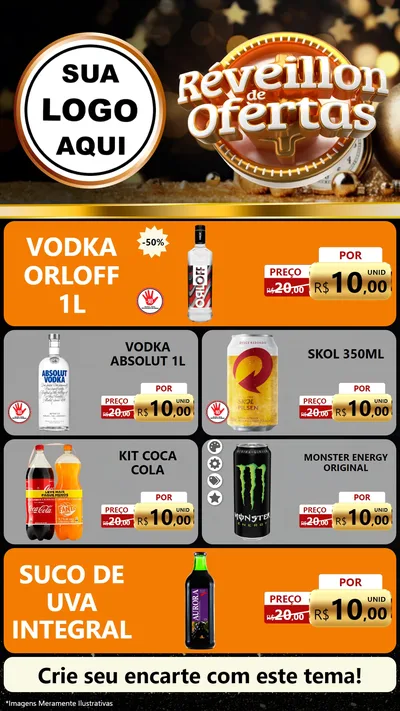 Modelo de TV para TV Vertical com o tema Réveillon de Ofertas para Distribuidora de bebidas
