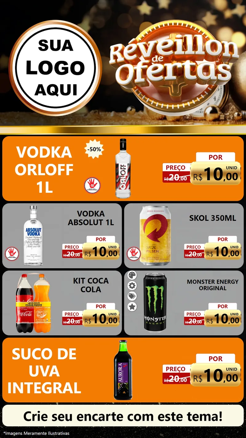 Modelo de TV para TV Vertical com o tema Réveillon de Ofertas para Distribuidora de bebidas