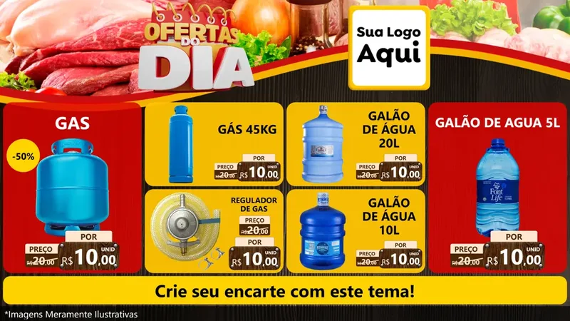 Modelo de TV para TV Horizontal com o tema Ofertas do Dia para Água e gás