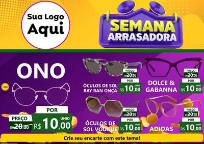 Modelo de Encarte para Encarte A4 Horizontal com o tema Semana Arrasadora para Óticas
