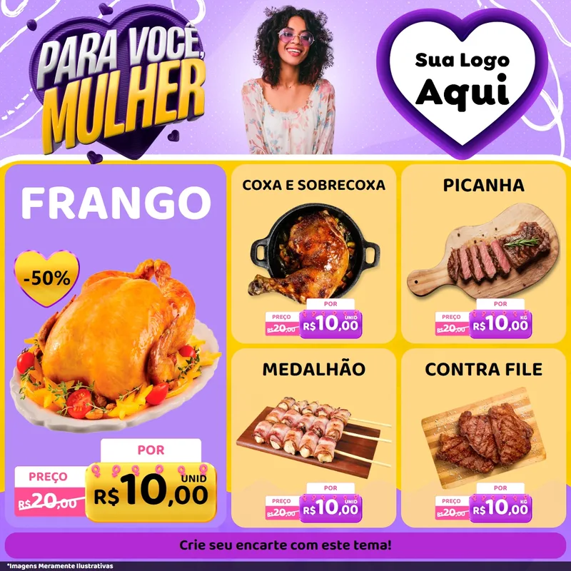 Modelo de Rede Social para Feed Facebook com o tema Para Você, Mulher para Assados