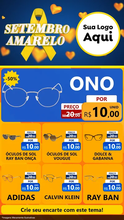 Modelo de Rede Social para Stories com o tema Setembro Amarelo para Óticas
