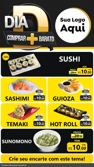 Modelo de TV para TV Vertical com o tema Dia D Mais Economia para Comida japonesa
