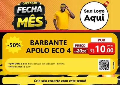 Modelo de Cartaz para Cartaz A4 Horizontal com o tema Operação Fecha Mês para Armarinho e Aviamentos