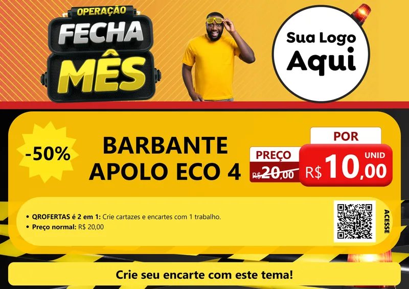 Modelo de Cartaz para Cartaz A4 Horizontal com o tema Operação Fecha Mês para Armarinho e Aviamentos