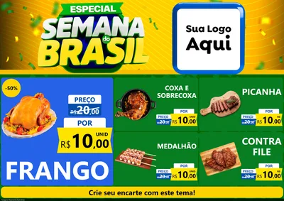 Modelo de Encarte para Encarte A4 Horizontal com o tema Especial Semana do Brasil para Assados