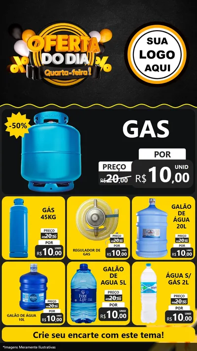 Modelo de Rede Social para Stories com o tema Oferta do Dia - Quarta Feira! para Água e gás