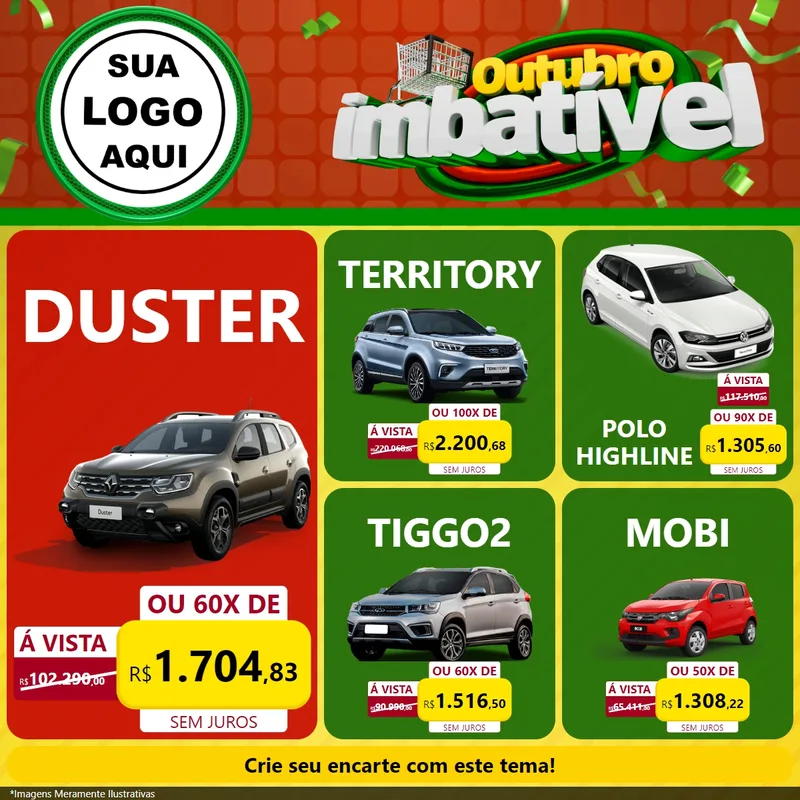 Modelo de Rede Social para Feed Facebook com o tema Outubro Imbatível para Concessionaria de Carros