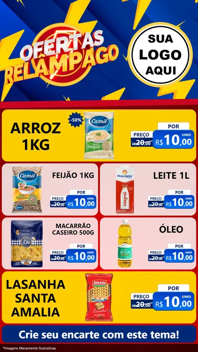 Modelo de TV para TV Vertical com o tema Ofertas Relâmpago para Supermercado