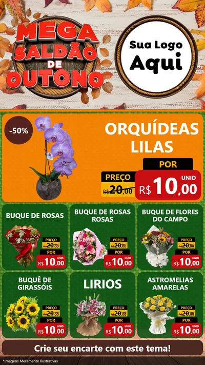 Modelo de Rede Social para Stories com o tema Mega Saldão de Outono para Floricultura e jardim