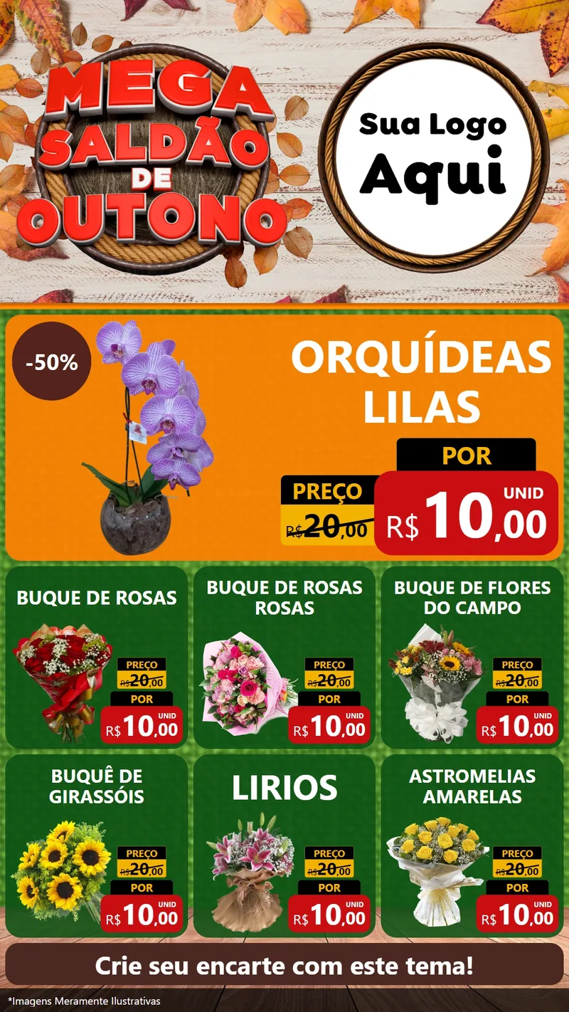 Modelo de Rede Social para Stories com o tema Mega Saldão de Outono para Floricultura e jardim