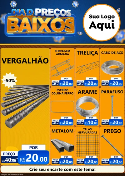 Modelo de Encarte para Encarte A4 Vertical com o tema Dia D Preço Baixo para Ferragens