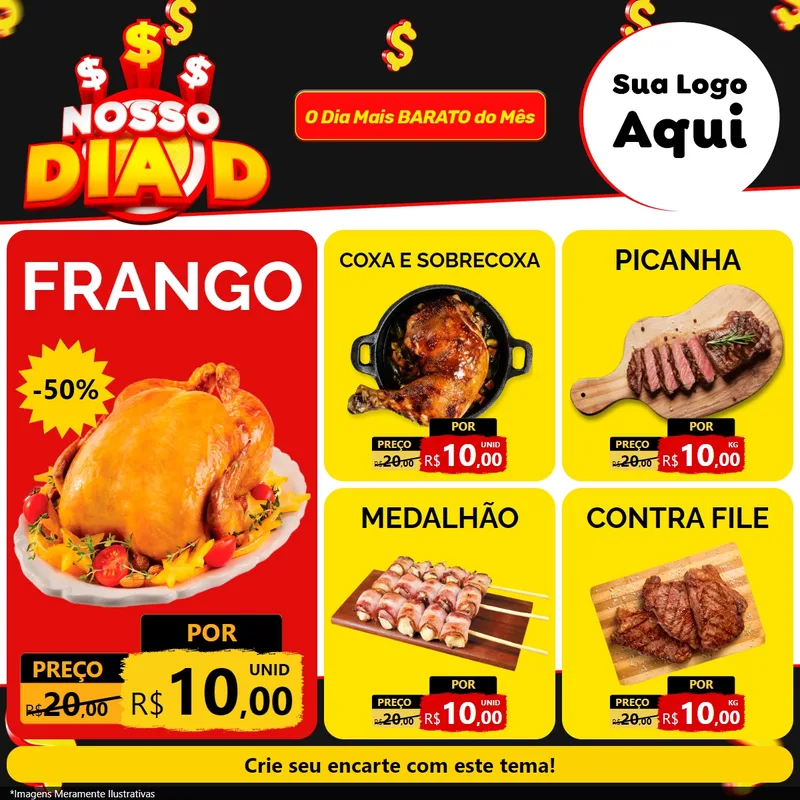 Modelo de Rede Social para Feed Facebook com o tema Nosso Dia D para Assados