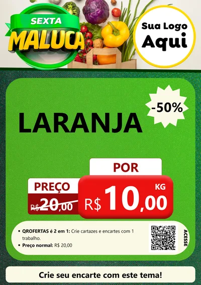 Modelo de Cartaz para Cartaz A4 Vertical com o tema Sexta Maluca - Hortifrúti para Hortifrúti