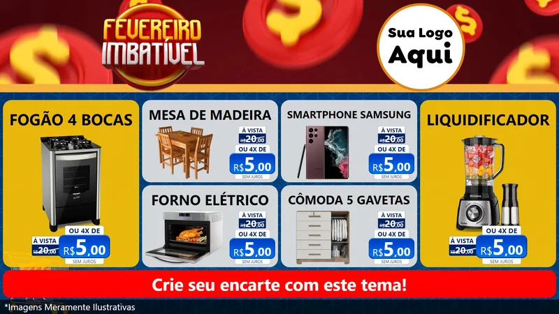 Modelo de TV para TV Horizontal com o tema Fevereiro Imbatível para Móveis e Eletro