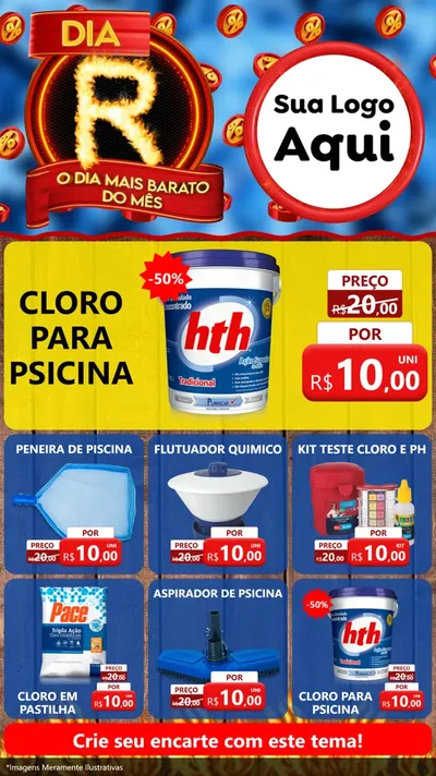 Modelo de Rede Social para Stories com o tema Dia R - O Dia Mais Barato Do Mês para Produtos para Piscina