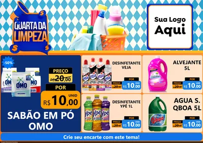 Modelo de Encarte para Encarte A4 Horizontal com o tema Quarta da Limpeza para Produtos de Limpeza