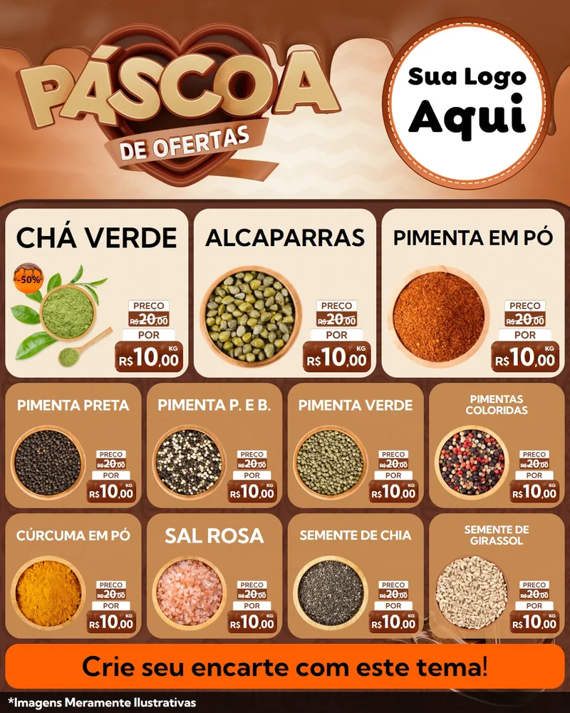 Modelo de Rede Social para Feed Instagram com o tema Páscoa de Ofertas para Produtos Naturais