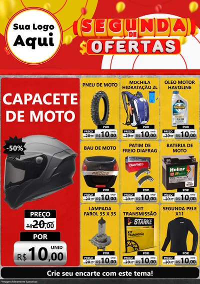 Modelo de Encarte para Encarte A4 Vertical com o tema Segunda de Ofertas para Moto peças