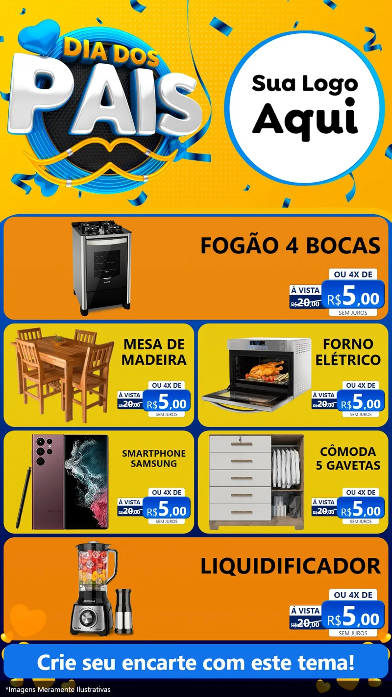 Modelo de TV para TV Vertical com o tema Dia dos Pais para Móveis e Eletro