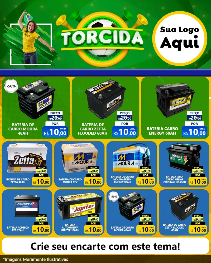 Modelo de Rede Social para Feed Instagram com o tema Torcida para Baterias Elétricas