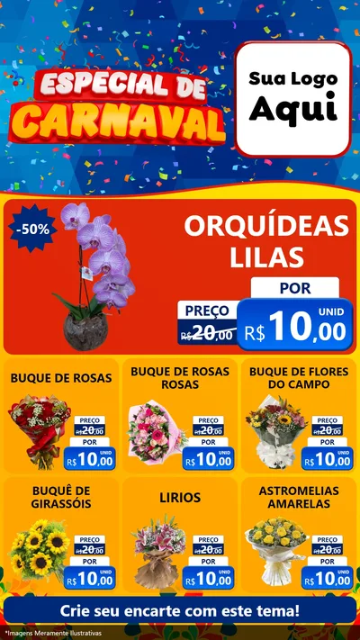 Modelo de Rede Social para Stories com o tema Especial de Carnaval para Floricultura e jardim