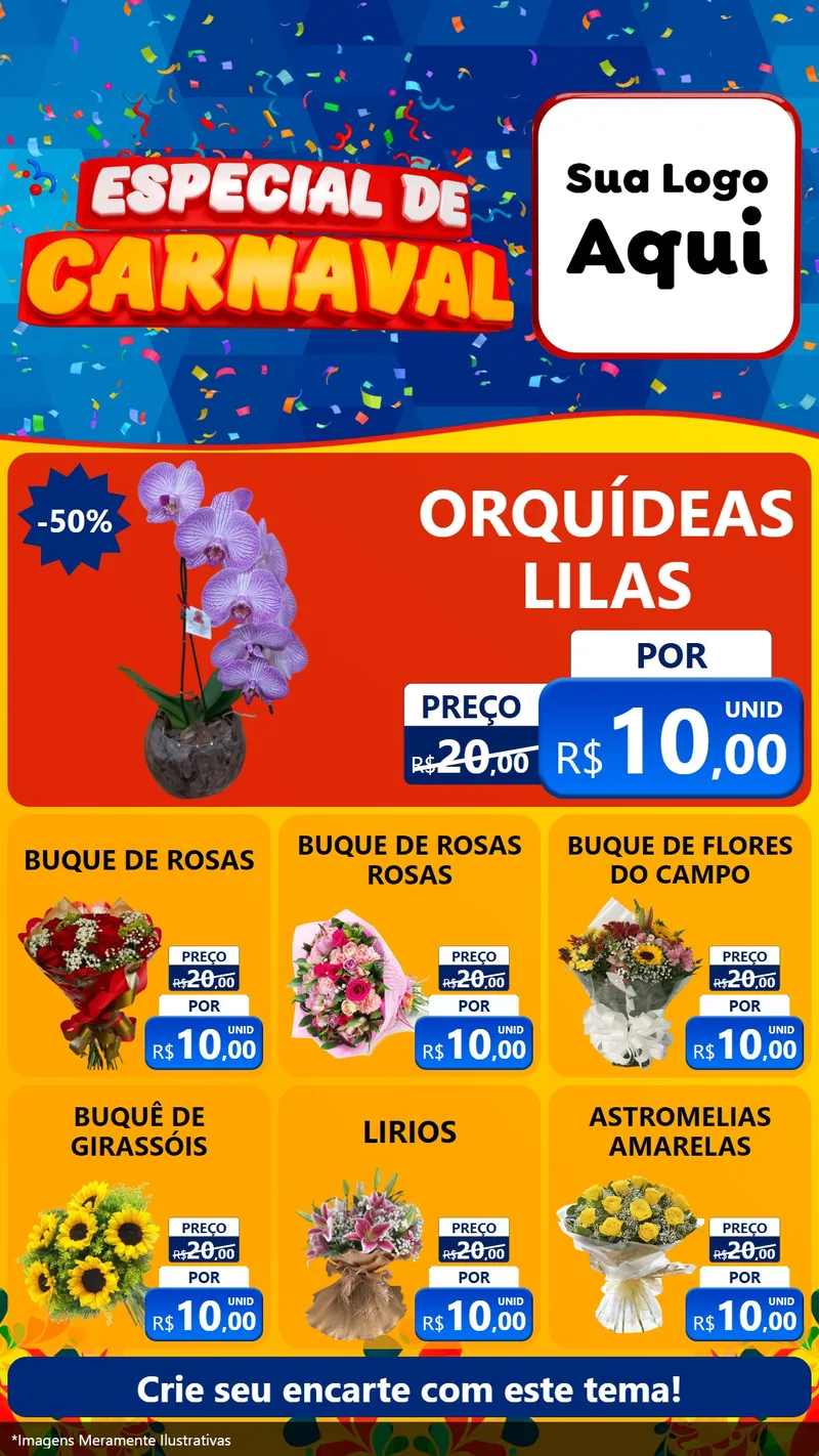 Modelo de Rede Social para Stories com o tema Especial de Carnaval para Floricultura e jardim