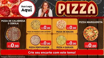 Modelo de TV para TV Horizontal com o tema Pizza para Pizzaria