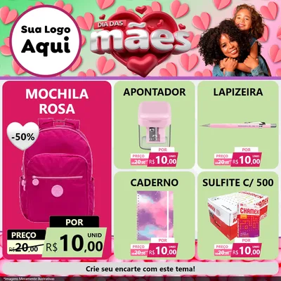 Modelo de Rede Social para Feed Facebook com o tema Dia das Mães para Papelaria