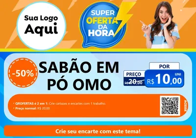 Modelo de Cartaz para Cartaz A4 Horizontal com o tema Super Oferta da Hora para Produtos de Limpeza