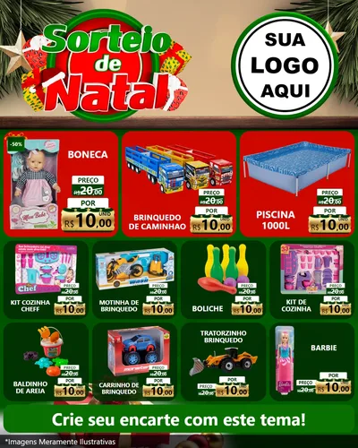 Modelo de Rede Social para Feed Instagram com o tema Sorteio de Natal para Brinquedos