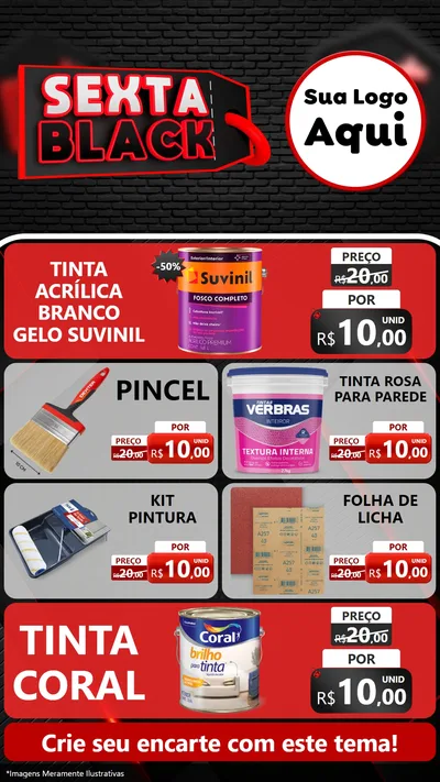 Modelo de TV para TV Vertical com o tema Sexta Black para Tintas e Ferramentas