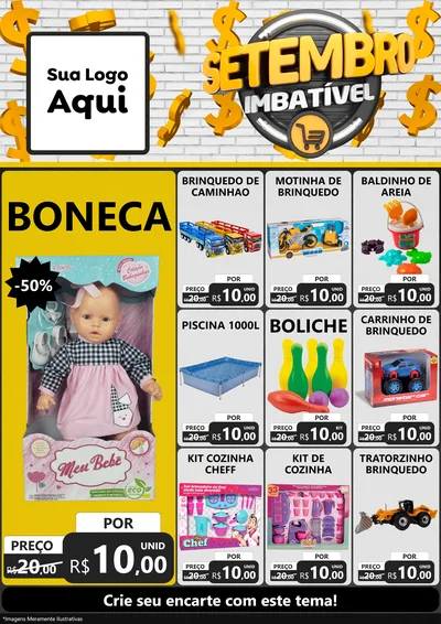 Modelo de Encarte para Encarte A4 Vertical com o tema Setembro Imbatível para Brinquedos