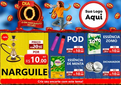 Modelo de Encarte para Encarte A4 Horizontal com o tema Dia O - O Dia Mais Barato Do Mês para Tabacaria