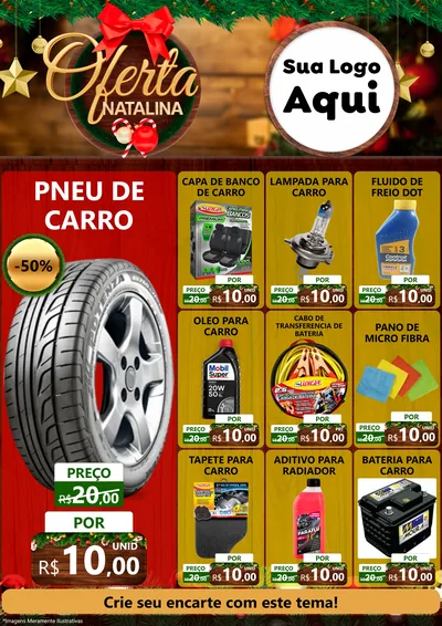 Modelo de Encarte para Encarte A4 Vertical com o tema Ofertas Natalina para Auto peças