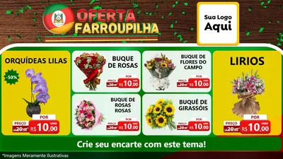 Modelo de TV para TV Horizontal com o tema Oferta Farroupilha para Floricultura e jardim