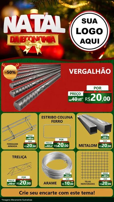 Modelo de Rede Social para Stories com o tema Natal da Economia para Ferragens