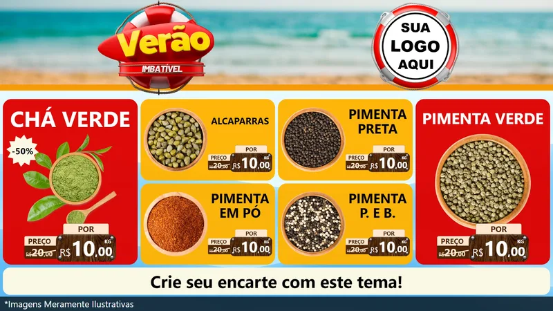 Modelo de TV para TV Horizontal com o tema Verão Imbatível para Produtos Naturais