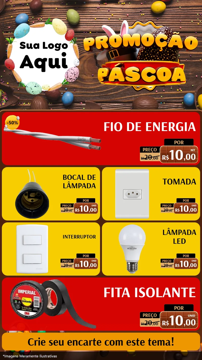 Modelo de TV para TV Vertical com o tema Promoção Páscoa para Materiais Elétricos