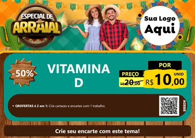 Modelo de Cartaz para Cartaz A4 Horizontal com o tema Especial De Arraial para Farmácia