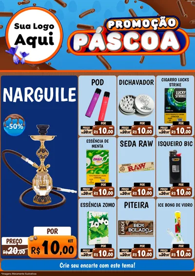 Modelo de Encarte para Encarte A4 Vertical com o tema Promoção Páscoa para Tabacaria