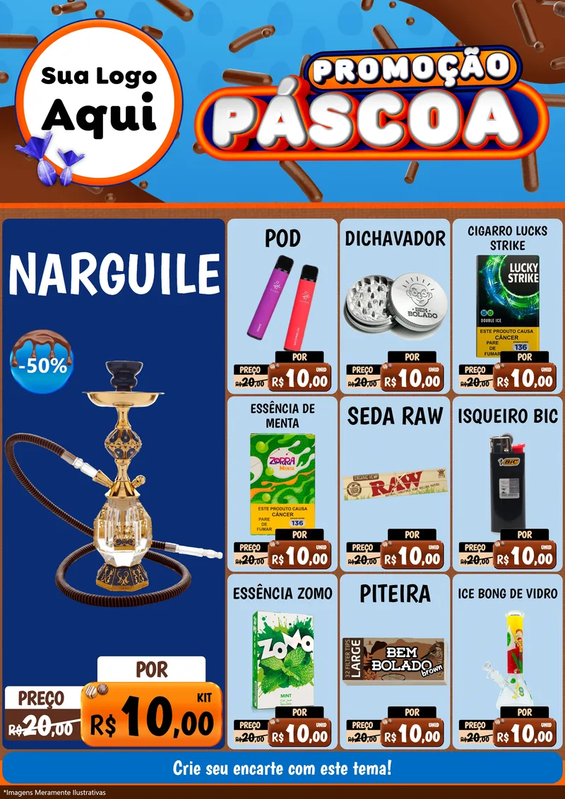 Modelo de Encarte para Encarte A4 Vertical com o tema Promoção Páscoa para Tabacaria