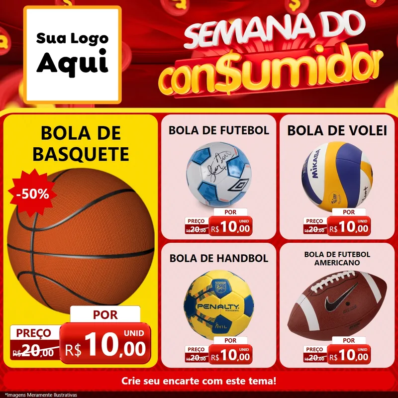 Modelo de Rede Social para Feed Facebook com o tema Semana do Consumidor para Artigos Esportivos