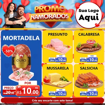 Modelo de Rede Social para Feed Facebook com o tema Promo dos Namorados para Frios e Laticínios
