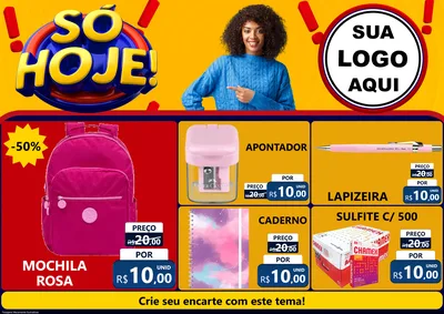 Modelo de Encarte para Encarte A4 Horizontal com o tema Só Hoje! para Papelaria