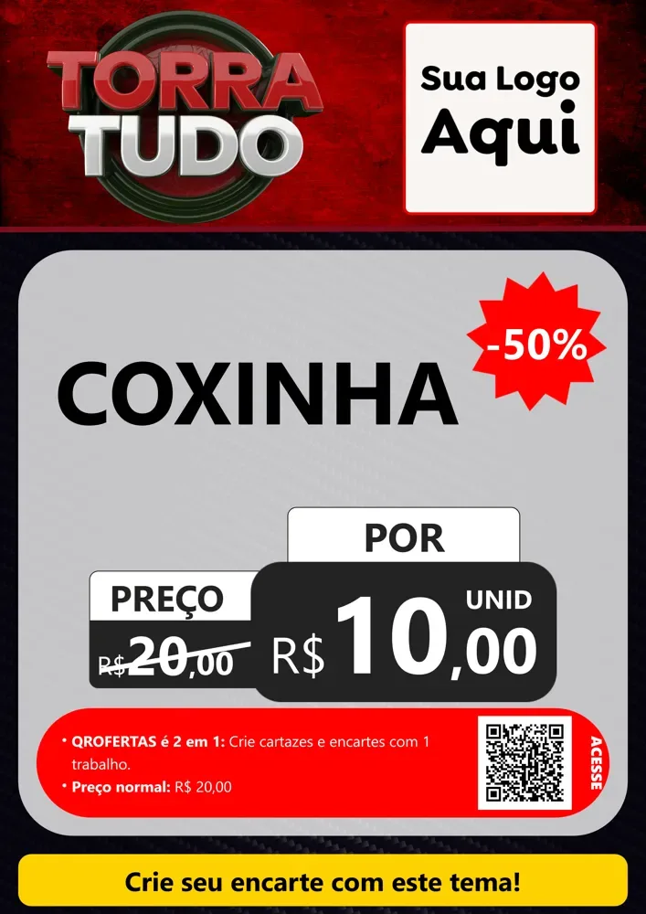 Modelo de Cartaz para Cartaz A4 Vertical com o tema Torra Tudo para Salgadaria